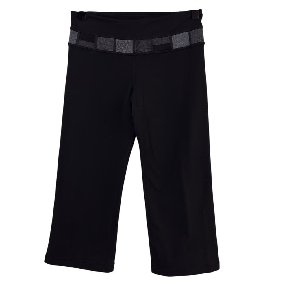 LULULEMON ATHLETICA WOMEN BLACK GROOVE CROPPED WIDE LEG ACTIVE GYM WORKOUT 4